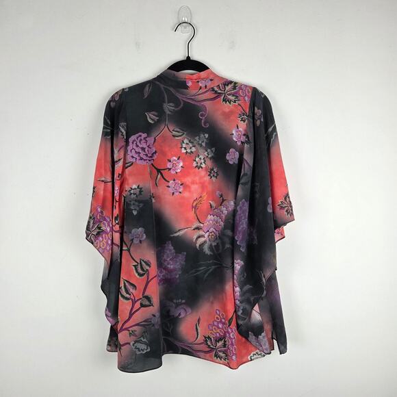 Kobi Halperin Evin Floral V-Neck Silk Open Kimono Altered Romantic Beach Resort‎ - Picture 6 of 8